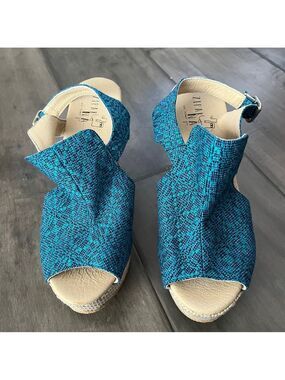 Zipak Na Turquoise Strappy Wedges - Size 8